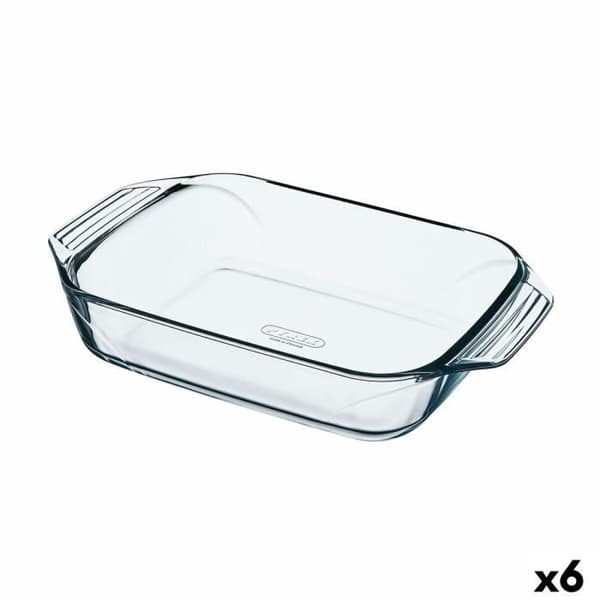Pyrex ugnsform oemotståndlig rektangulärt transparent glas 6 enheter 31,5 x 19,7 x 6,4 cm