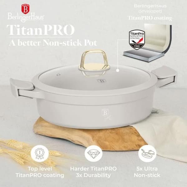 Marmite - BERLINGERHAUS - BH-7785 - 34 cm - Tripel lättvikts titan - Ekologisk och non-stick