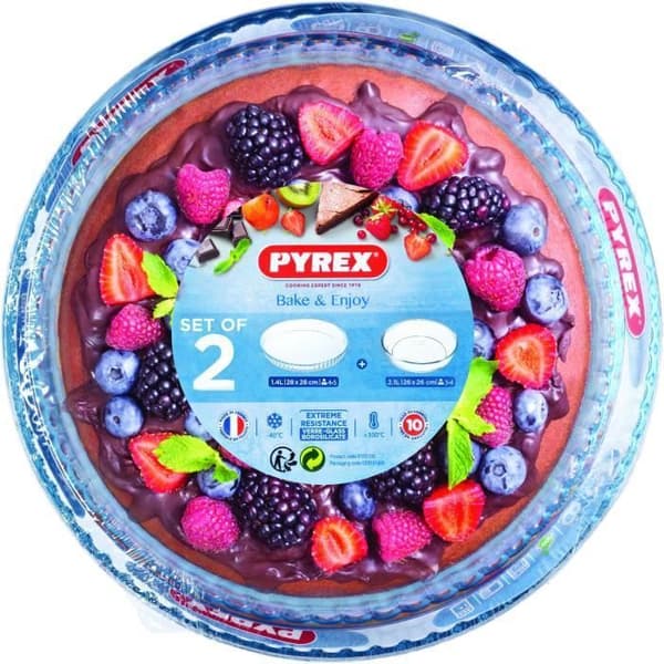 PYREX - Set med 26cm glasform + 28cm glastärtform