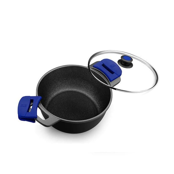 BRA Advanced | Faitout Höjd 20 cm, Svart, Aluminium, med Förstärkt Non-stick Beläggning utan PFOA, med Glaslock och