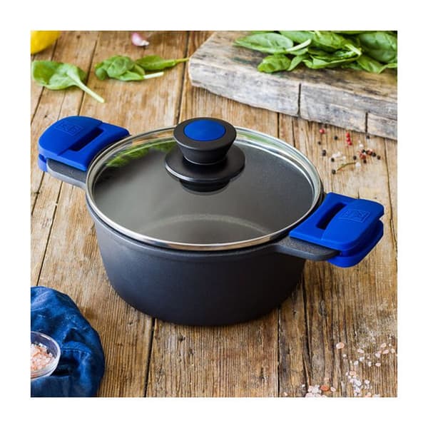 BRA Advanced | Faitout Höjd 20 cm, Svart, Aluminium, med Förstärkt Non-stick Beläggning utan PFOA, med Glaslock och