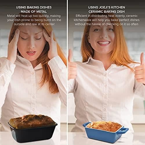 Rektangulär keramisk ugnsform (x 4) | Idealisk för lasagne, gratäng och gryta | i blått, blågrönt, rött och orange