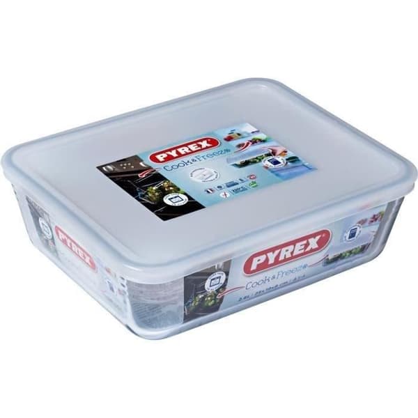 PYREX - 243P000/7046 - Rektangulär form med lock - 25cm * 19 cm - Pyrex Cook &amp; Freeze