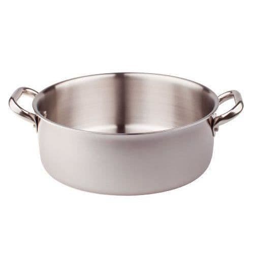 Pentole Agnelli Alu-Inox Låg kastrull med 2 handtag i rostfritt stål, silver 24cm silver - ALIX106ALIN24