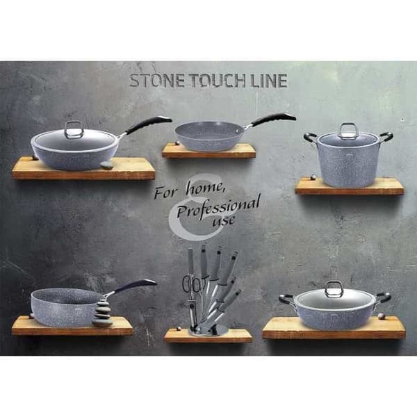 BERLINGERHAUS Rund ugnsform med marmoryta med lock 32 cm Gray Stone Touch Line BH-1157