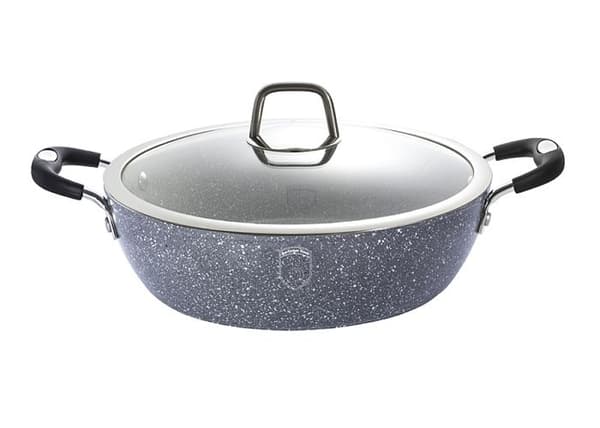 BERLINGERHAUS Rund ugnsform med marmoryta med lock 32 cm Gray Stone Touch Line BH-1157