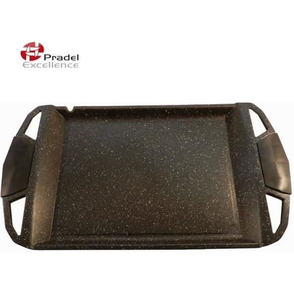 Plancha - PRADEL EXCELLENCE - Stone Look - 48x28 cm - Silikonhandtag - Enkelt underhåll