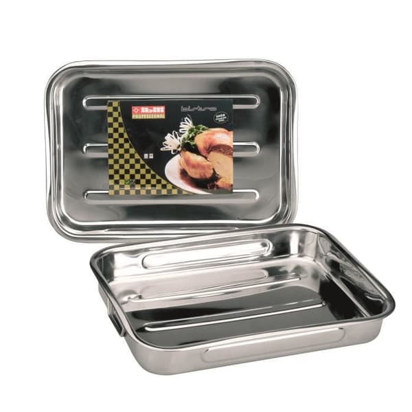 Ibili 651845 Rostfri stekpanna med fällbara handtag 48x34x7 cm Bistro