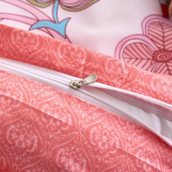 vidaXL Sengetrekk blomster/stripet rosa 200x220/80x80 cm