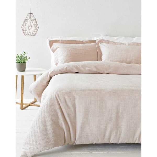 Linen Yard Sæt med vaffelbetræk med dynebetræk Blush Double