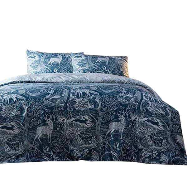 Creative Cloth Winter Woods Duvet and Pillowcase Set Midnight Blue Double