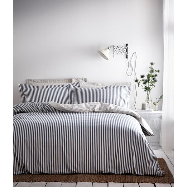 The Linen Yard Hebden Duvet Cover Set Blue/Grey/Natural King