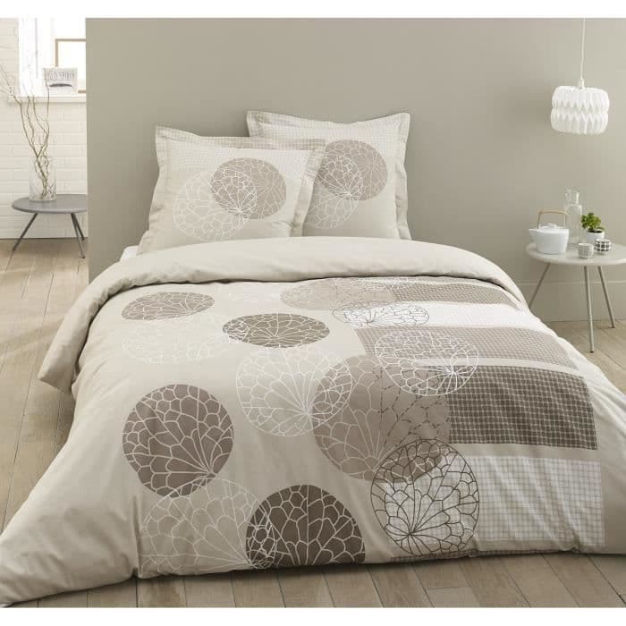 VISION Adele dyne sæt - 100% bomuld - 1 dynebetræk 220 x 240 cm + 2 pudebetræk 65 x 65 cm med flad skodde - Beige