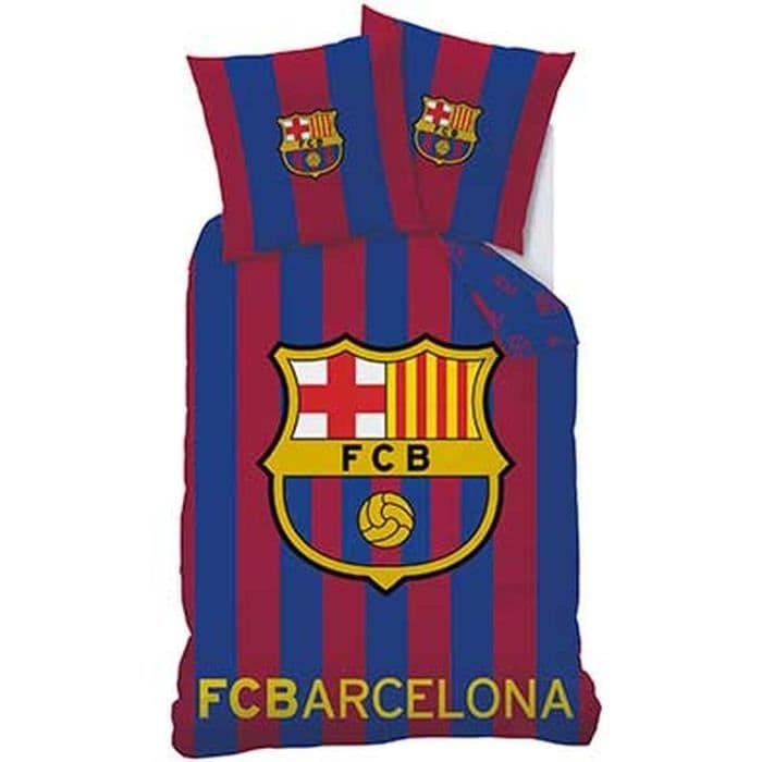 FC BARCELONA Täcke täcke 100% bomull - 1 Täcke täcka 140x200 cm + 1 Örngott 63x63 cm
