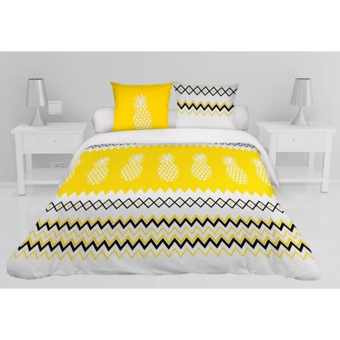SOLEIL D'OCRE Ananas dyne sæt - Microfiber - 220 x 240 cm - Gul