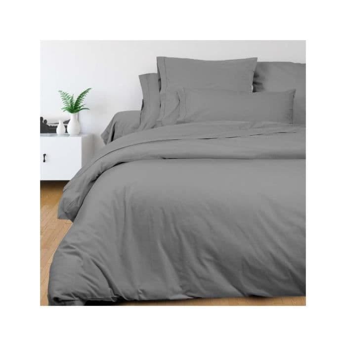 SOLEIL d'OCRE Camille dynebetræk - Percale bomuld - 240 x 260 cm - Grå