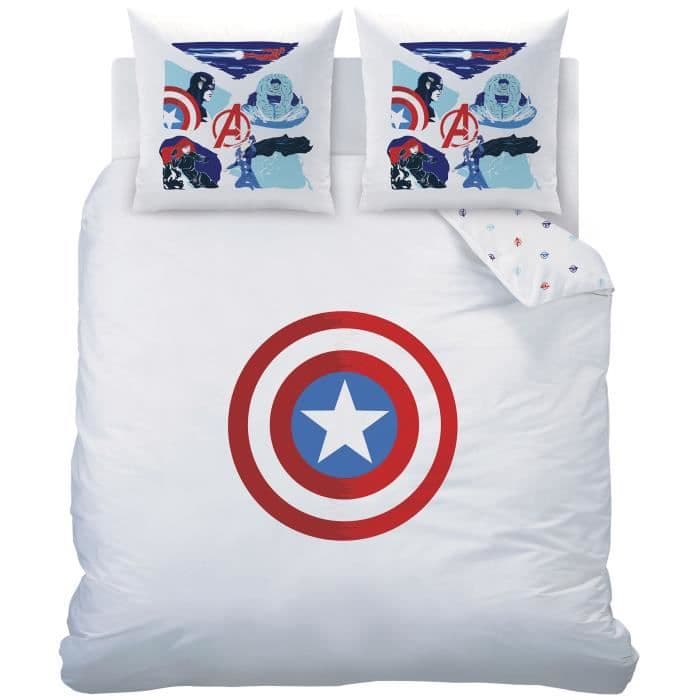 AVENGERS dynebetræk + 2 pudebetræk - 240 x 220 cm - skjold