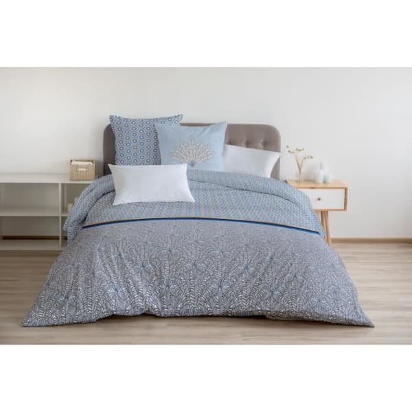 HEM LINGE PASSION Luxor påslakanset - 1 påslakan 220 x 240 cm + 2 örngott 65 x 65 cm - Blå och vit