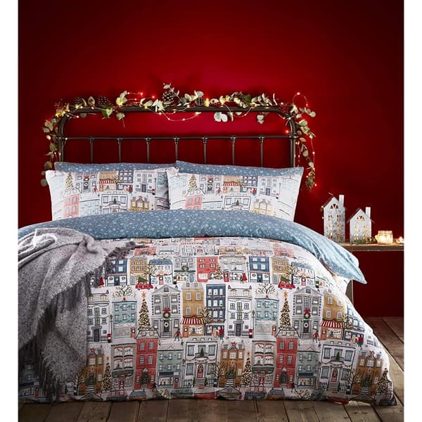 Furn Festive Christmas Town Duvet Cover Set Multicoloured Single