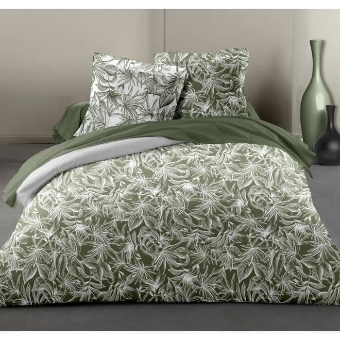 LOVELY HOME Palm Springs dynesæt - 1 dynebetræk 220x240 cm + 2 pudebetræk 65x65 cm fladsyet fløjl - 54 tråde - Khaki