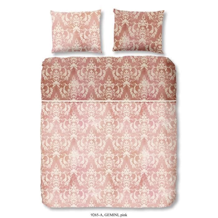 DESCANSO GEMINI Dynesæt 100% bomuld satin - 1 dynebetræk 220x240 cm + 2 pudebetræk 60x70 cm - gammel pink