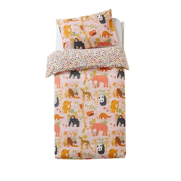 Little Furn Barn/Kids Endangered Safari Duvet Cover Set Pink Toddler