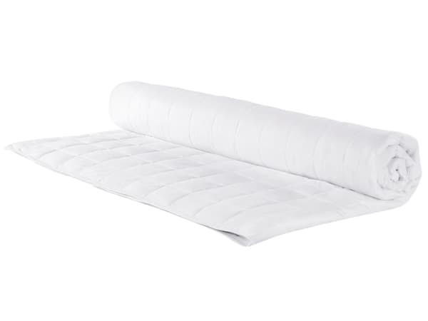 Täcke Vit Polyesterblandning Enkel Storlek 155 x 220 cm Året-runt med knappar Quiltad