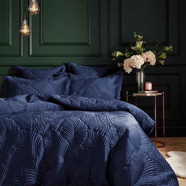 Paoletti Palmeria Velvet Quilted Duvet Cover Set