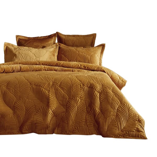 Paoletti Palmeria Velvet Quilted Duvet Cover Set Gold Single
