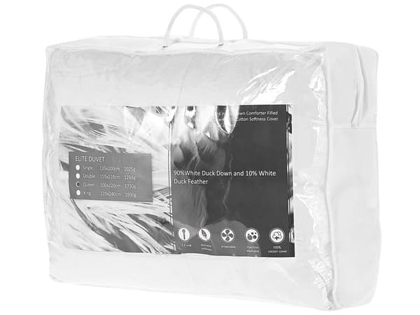 Dyne Hvid Japara Bomuld med Fjer og Dun Fyld Enkeltstørrelse 200 x 220 cm Quiltet Sengetøj Soveværelse