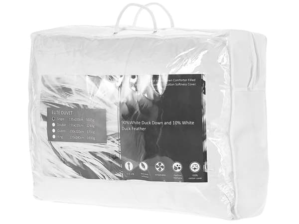 Dyne Hvid Japara Bomuld med Fjer og Dun Fyld Enkeltstørrelse 135 x 200 cm Quiltet Sengetøj Soveværelse