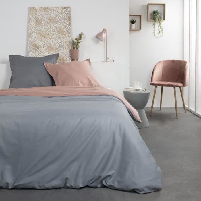 IDAG Bomull 2-personers bäddset - 220x240 cm - Two-tone Grey and Rose Louise