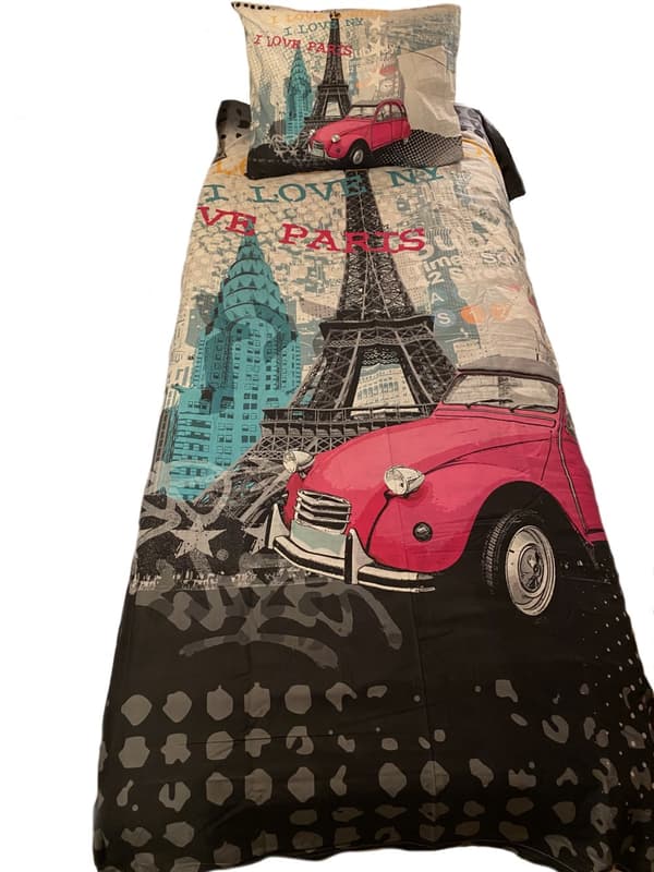 2-delt sengesæt, I Love Paris, Digital print, 100% bomuld,2-piece bedding set, I Love Paris, Digital print, 100% cotton