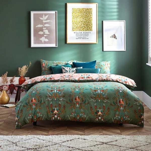 Furn Luna Wood dynebetrækssæt Fern Green Double