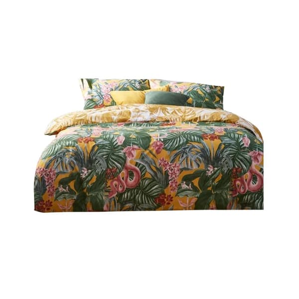 Furn Medinilla Tropical Duvet Cover Set Mustard Yellow Double