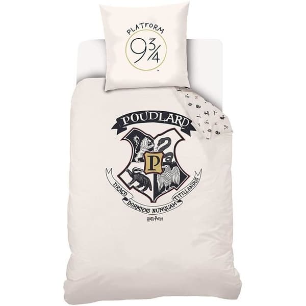 Bäddset - Harry Potter - Hogwarts - Bomull - 140x200 cm - 1 örngott 63x63 cm