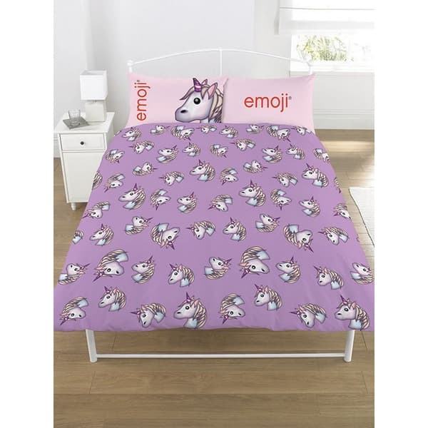 Emoji Enhjørning dynebetrækssæt Purple/Pink Double