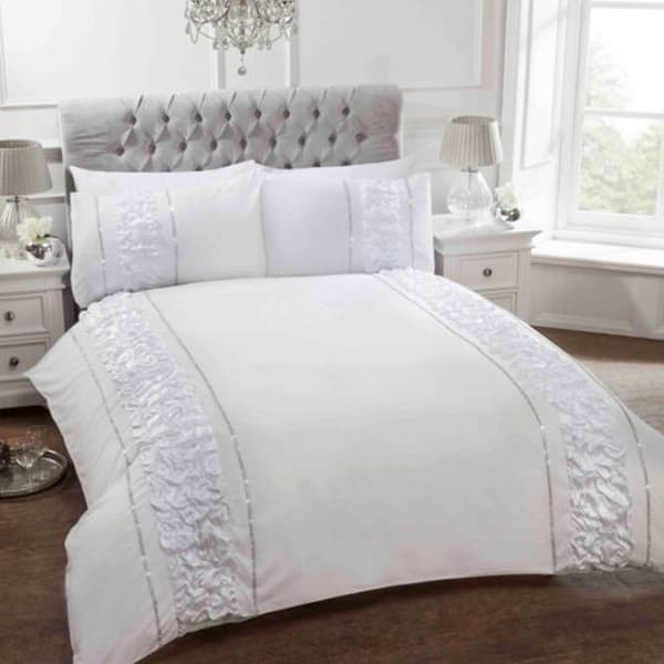Rapport Provence Diamante Ruffled Duvet Cover Set