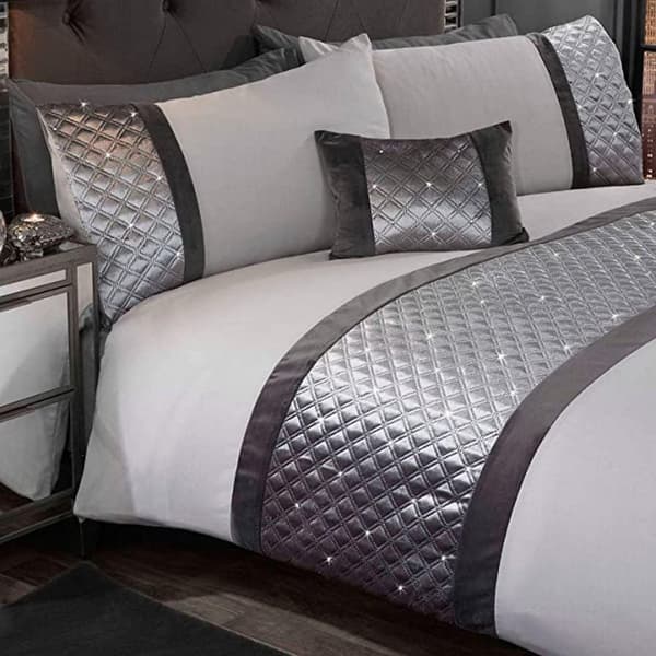 Rapport Hollywood Diamante Duvet Cover Set Silver King