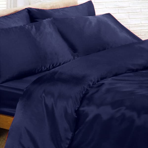 Satin dynebetrækssæt Navy Blue Superking