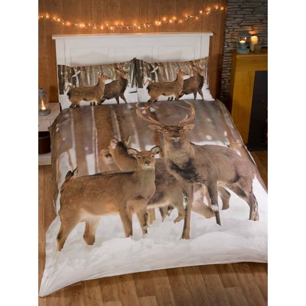 Rapport Stag Winter Duvet Cover Set White/Brown Double