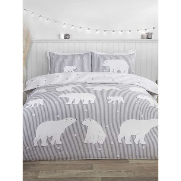 Rapport Brushed Cotton Polar Bear Duvet Cover Set White Single