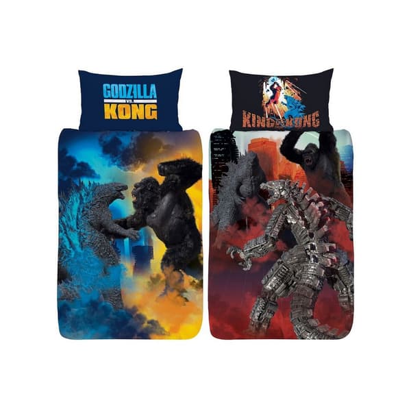Godzilla Vs Kong Duvet Cover Set Black/Blue/Orange Double