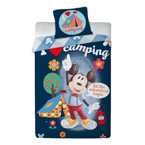 Disney Camping Cotton Mickey Mouse Duvet Cover Set Blue/White/Red Single