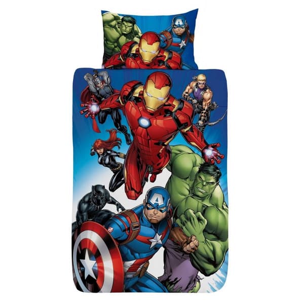Marvel Avengers Assemble Panel Duvet Cover Set Blue/Red/Green Single