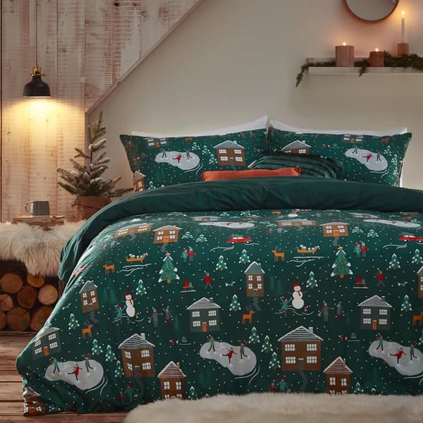 Furn Vinterfyrretræer Fleece dynebetrækssæt