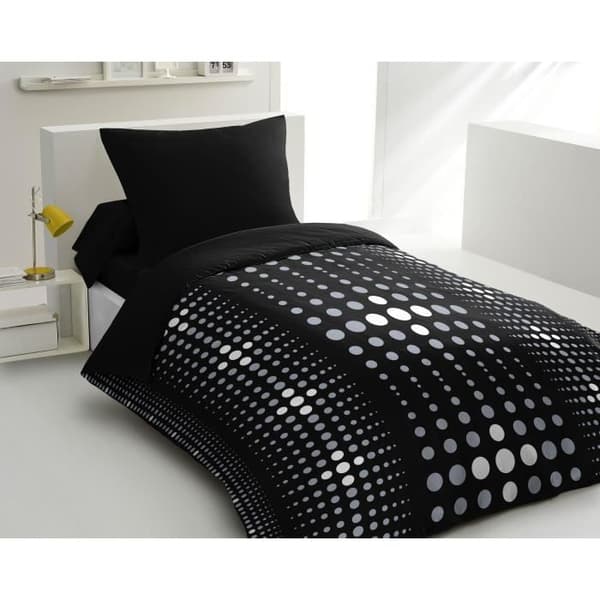 Steevy Microfiber Däcke Set - 1 täcke täckning 140x200 cm + 1 örngott 63x63 cm - svart - Home Linen Passion