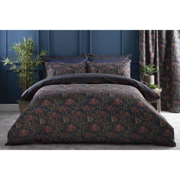 Belledorm Wild Garden Duvet Cover Set Navy/Pink Single