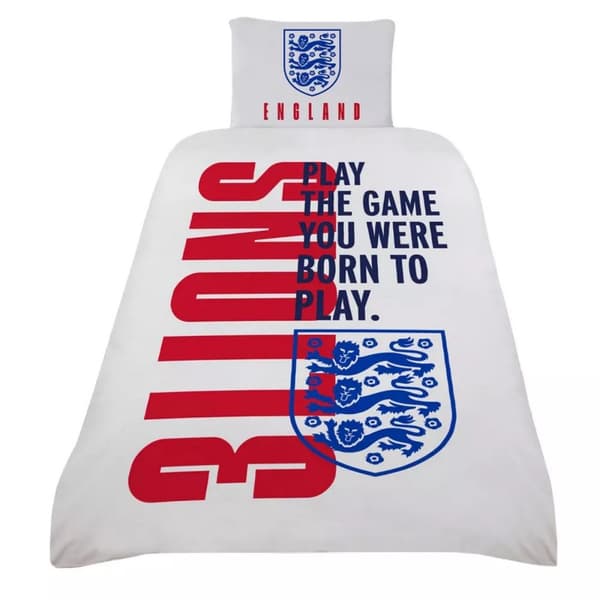 England FA Born To Play Crest Duvet Cover Set White/Dark Blue/Red Single