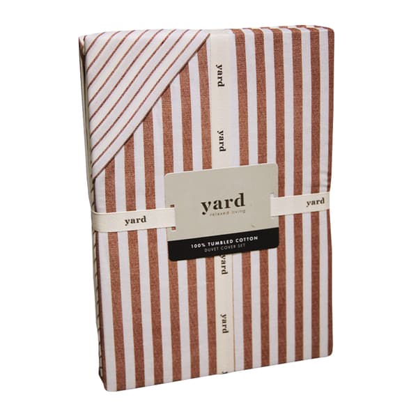 The Linen Yard Hebden Melange Stripe dynebetrækssæt med striber